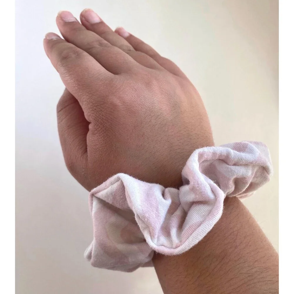 Pink Striped Soft Scrunchies Sustainable Handmade Hair Accessories